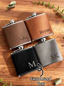 CFUNIQ 1pc Personalized Men's Flask, Groomsman Gift, Best Men's Gift, Customized Engraved Groomsman Flask, Wedding Flask, Engraved Dad Gift, Groom Gift, Boyfriend Gift, Husband Gift, Bachelor Party, Groomsman Proposal Gift, Father's Day Gift, Birthday Gift - Multicolor - View 13