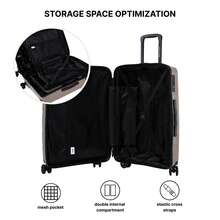W WINGS 3 PiecesLuggage Set (20", 24", 28") | ABS+Hard Shell Suitcase, Combination Lock, Telescopic Handle, 360° Spinner Wheels - Champagne - View 3