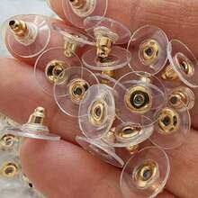 100pcs Gold Plated Disc Film Ear Plugs, Iron Bullet Head Ear Plugs, Butterfly Ear Plugs DIY Accessories - Gold - View 2