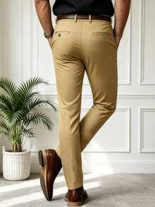 All-Season Men's Light Business Casual Dress Pants, Suitable For Office And Daily Wear, Comfortable And Fashionable Trousers - Khaki - View 4