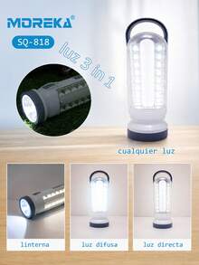 MOREKA linterna de luz de emergencia portátil, luz LED 3 en 1, luz para acampar al aire libre, puede ser portátil o iluminación interior - Blanco - Ver 4