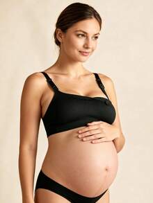 Hart & Haze 3pcs Maternity Nursing Bra, Easy Open Breastfeeding Comfortable Bralette, Black/Coffee/Light Skin Colors - Multicolor - View 6