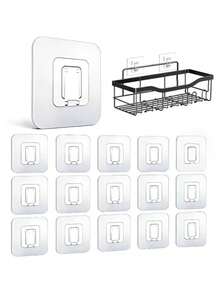 10pcs Shower Caddy Replacement Hooks, Transparent Heavy Duty Strong Adhesive Strips, No-Drill Wall Mount Adhesive Hooks For Bathroom Shelves, Kitchen Shelves, Soap Trays, Towel Racks, Organizers, Cabinet, Door Hooks, Easy Install Removable - Clear - View 1