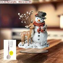 2D Flat, 2D, Decoration, Universal, Home & Living, 1 Piece Set, 2D Flat Bohemian Style Acrylic Snowman And Deer Decor, Multi-Functional Winter Theme Home, Bedroom, Garden - A - View 3