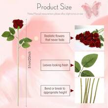 1 buah/3 buah/9 buah/24 buah/40 buah Mawar Buatan Warna Burgundy 20 Inci, Mawar Palsu Premium, Cocok Untuk Dekorasi Rumah, Dekorasi Kamar, Dekorasi Meja, Dekorasi Pernikahan, Buket Pengantin, Korsase Pergelangan Tangan, Bahan Rangkaian Bunga - Burgundy - View 2