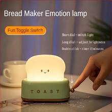 Rechargeable Cute Toaster Shaped LED Desk Lamp, Warm Decorative Table Lamp, Toast Bread LED Night Light Creative Design, Bread Night Light Suitable For Home Use, Perfect Birthday And Christmas Gift (Green/Orange/Pink) - Bread Maker - View 10