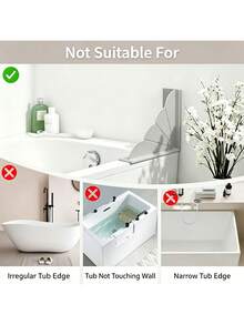 1pc Bathtub Splash Guard With Suction Cups, Corner Water Barrier For Bathtub, Sink & Shower, Reusable Anti-Splash Water Stop Panel - A - View 6