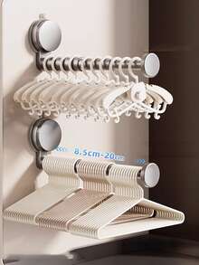 1pc Adjustable No-Drill Suction Cup Clothes Hanger, Bathroom Balcony Clothes Rack Storage Gadget No-Drill Home Multifunctional Hook Telescopic Clothes Hanger Wall Shelf, Portable Telescopic Clothes Rack Storage, Suitable For Home, Travel - Multicolor - View 10