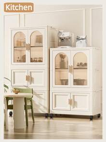 23.6inch Folding Children Wardrobe Closet, Large Capacity Stackable Children Storage Cabinet With Hanging Rod, Portable Foldable Clothing Organizer With Lid And Wheels, Formaldehyde-Free Baby Closet For Bedroom Nursery Apartment, Local Delivery - Multicolor - View 11