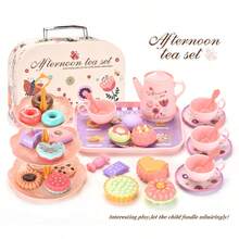 Girls And Boys Afternoon Tea Snack Tea Set Toy Set Includes Tea Set, Realistic Desserts, Carrying Case, Pretend Play Children's Kitchen Toy, 3-8 Years Old Girls Princess Birthday Party Gift (Accessory Colors Random, Gift Box Is Cardboard) - Multicolor - View 15