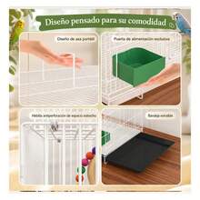 Jaula para Pericos y Canarios con Nido, Jaula para Pájaros Pequeños con Espacio para Perchar, Jugar, Descansar y Anidar, Ideal para Casa, Patio, Terraza y Jardín, Diseño Ventilado y , Estructura Resistente, Fácil de Limpiar y Práctica para Mascotas - L - Ver 7