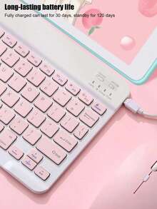 Lightweight Wireless Rechargeable Keyboard And Mouse Combo, Ultra-Thin Portable Wireless Keyboard And Mouse Set, Wireless Bluetooth Mini Type-C Rechargeable 10-Inch Square Keyboard Suitable For Laptop, Tablet, Small Girls Office Silent Typing Fully Compatible With IPad/Android Tablet/Phone/Laptop And PC, Multi-Device Three-System Universal, Turn Phone/Tablet Into Computer - View 4