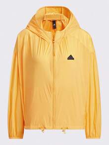 Adidas Spring/Summer Lightweight Hooded Women's Sports Jacket, Loose Comfortable Jacket Top Outerwear IM8836 - Bright Yellow - View 1