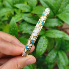 Handmade Enamel Bracelet, Rhinestone Enamel Shiny Thin Bracelet, Fashionable Cute Colorful Gold-Plated Vintage Bracelet, Stackable, Gift For Wife Or Friend - Grape Diamond Bracelet - View 4