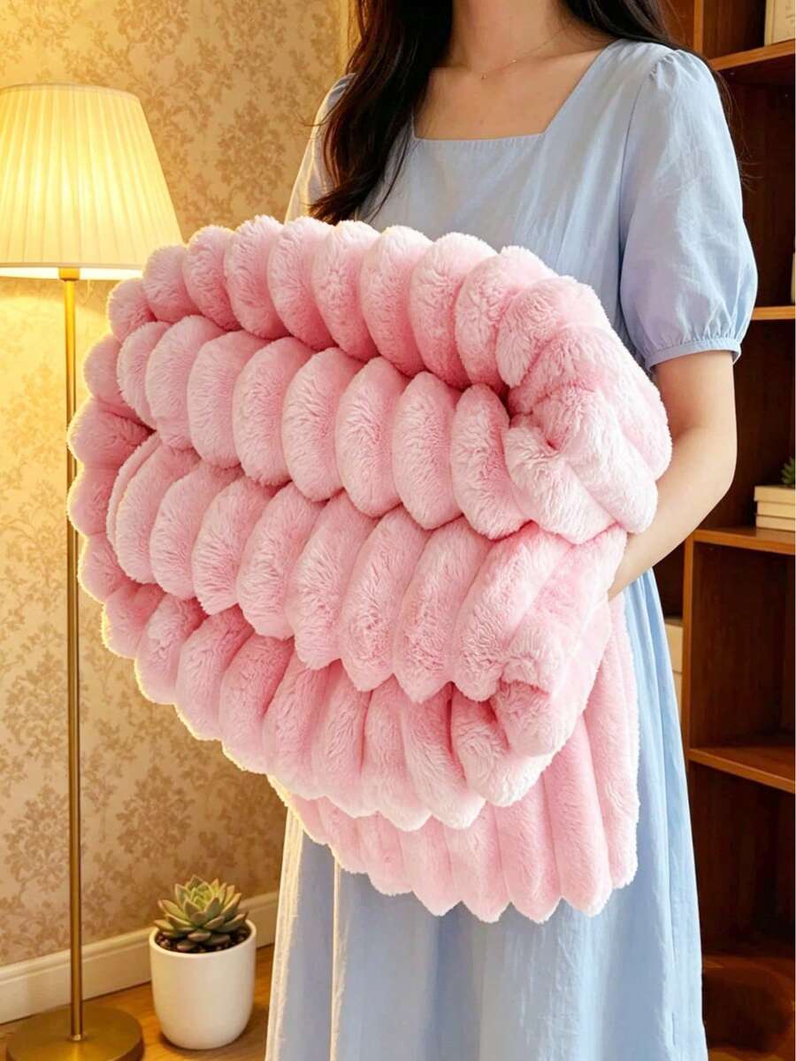 1pc Soft Warm Plush Striped Blanket, Multifunctional Christmas Throw Blanket Suitable For Bed, Sofa, Travel, Office, Bedroom Decor, Home Decor, All Seasons Use, Perfect Gift For Friends And Family For Christmas And Halloween