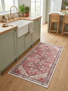1PC Vintage Oriental Badge Bohemian Style Long Runner Rug, Soft And Durable Fabric With Non-Slip Backing, Easy To Clean Floor Mat, Suitable For Bedroom, Hallway, Entrance, Kitchen, Living Room, Perfect For Daily Home Decor, Housewarming Gift And Holiday Home Decoration - Multicolor - View 5
