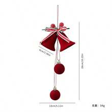 Christmas Red Cute Exquisite Bell Nordic Style Flocked Bow Hanging Ornament, Christmas Window Hanging Decoration - Red - View 19
