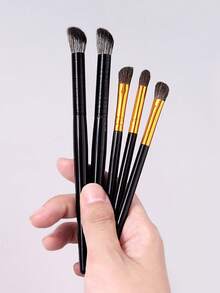 5Pcs Makeup Brush Set,For Eyeshadow Blending, Shading, Concealer And Eyebrow, ,Beginners & Makeup Lovers Daily Eye Makeup - Black - View 7