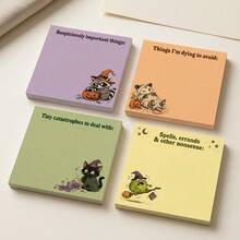 Cute Spooky Halloween Sticky Note Set, 4 Packs 3x3 Inch Memo Pads, Suitable For Office Reminders, Planning Notes And Witch-Themed Desk Gifts - one-size - View 8