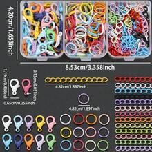 200pcs/Kotak Komponen Pembuatan Gantungan Kunci DIY, Warna Campuran Acak, Termasuk 50pcs Jepit Lobster Enamel Warna-warni + 50pcs Rantai Perpanjangan + 100pcs Cincin Penghubung, Cocok Untuk Gantungan Kunci DIY Kepang, Liontin Tas, Konektor Kalung Hewan Peliharaan, Cincin Konektor Terbuka, Jepitan Pegas, Bahan Pembuatan Aksesoris Gantungan Kunci, Pembuatan Aksesoris Gantungan Kunci DIY - Gesper lobster & rantai ekor & cincin loncat - View 3