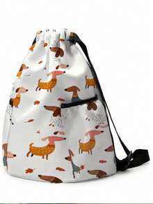 1PC Drawstring Backpack, Drawstring Bag, Sports Backpack, Large‑Capacity Lightweight Style, Outdoor & Fitness Storage Bag, Dog Pattern Print, Perfect For Storing Sports Gear And Changing Clothes - Cartoon Puppy 8401817 - View 4
