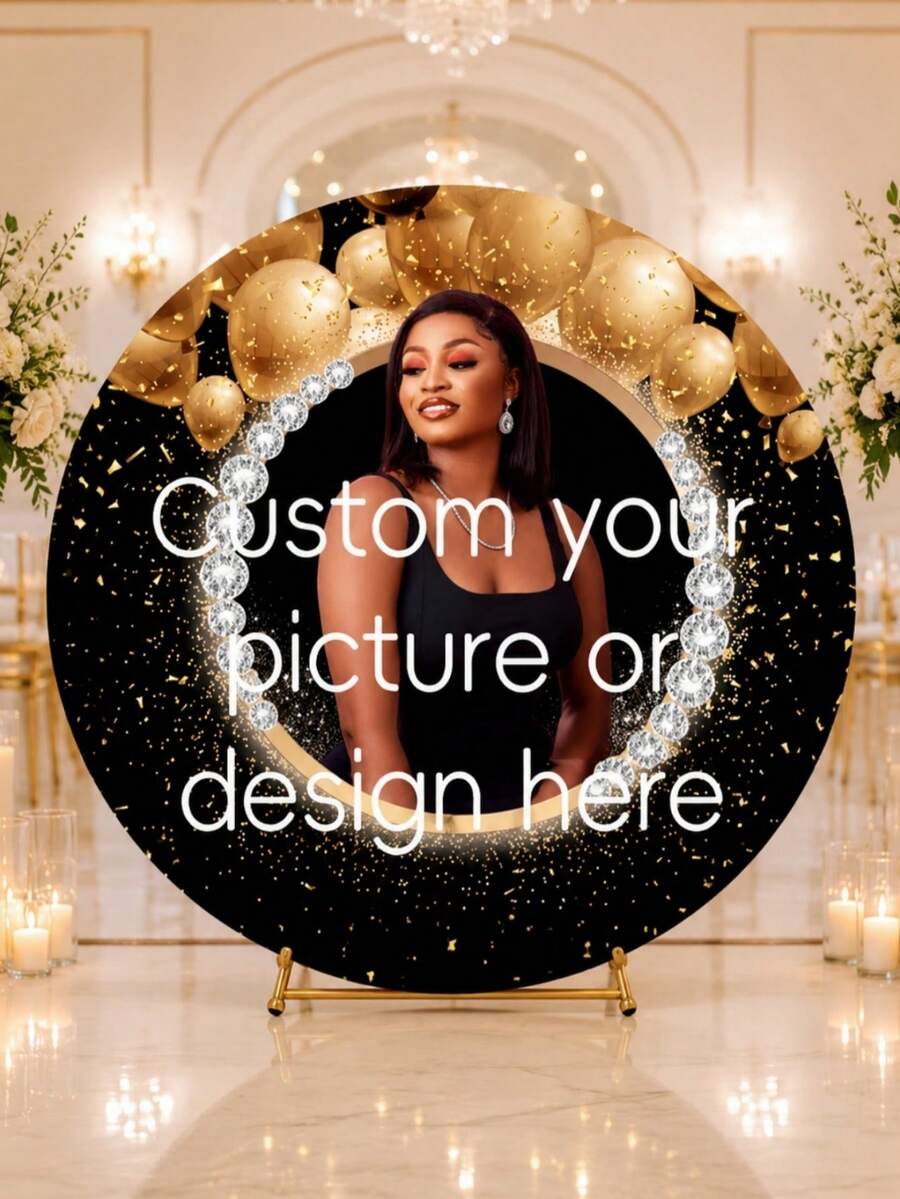 Custom Round Photography Backdrop, Polyester Elastic Round Backdrop, Suitable For Weddings, Birthday Parties, Diameter: 120/150/180/200/220cm, 2026 Graduation Backdrop, Party Decoration - Multicolor - View 1