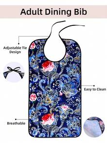 1pc Adult Bib, Dining Accessory, Designed For Disabled Elderly And People Requiring Care, Also As A Thoughtful Holiday Gift, Suitable For Home, Nursing Home, Hospital, Picnic, Gathering And Other Multiple Scenarios, All Seasons - Multicolor - View 5