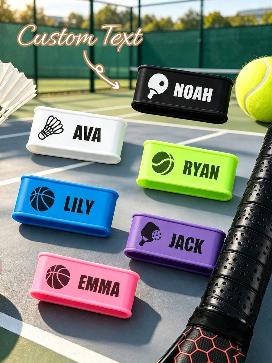 Custom Pickleball Paddle Name Strap, Silicone Material, Personalized Paddle Handle With Customizable Name Text, Pickleball Paddle Grip Cover, Tennis Racket Accessory, DIY Pickleball Enthusiast Gift