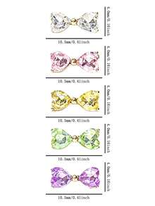 10pcs Japanese Ins Style Colorful Heart Bow Nail Art Decorations, Mini 3D Fingertip Bows, Bow Rhinestone Decor, 3D Glitter Multi-Function DIY Nail Accessories, Fake Nail Art Supplies, Summer Nail Art - Multicolor - View 6