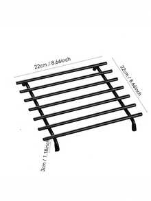Modern Minimalist Wrought Iron Kitchen Counter Mat, Heat Insulation & Anti-Scratch Metal Material, Square Trivet For Hot Dishes & Stove Top Protection, Black Stove Counter Protector Pad, Faridabio - View 5