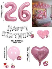 粉色與銀色氣球花環生日套組，40英吋大數字箔氣球，適合男士與女士，16歲生日、18歲生日、20歲生日、21歲生日、25歲生日、30歲生日、35歲生日、45歲生日派對裝飾 - 粉紅銀色 - 查看 20