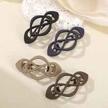 1pc Matte Twisted Hair Clips For Women, Geometric Interlocking Barrettes,Metal Spring Hair,Suitable For Holidays Hair Accessories For Daily Office - Multicolor - View 3