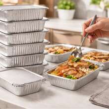Bandeja Marmita de Aluminio Retangular 220ml com 100 unidades - Prata - Visão 2
