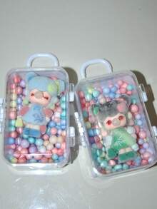 Macaron Color Round Bead Plush Doll Handbag Dreamy Cute Display Storage Box Desktop Healing Decor Creative Product - Plush Toy Set - View 10