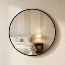 Matte Black/Gold Frame Round Mirror, Fashionable Circular Vanity Mirror, Suitable For Bathroom/Entryway/Bedroom/Living Room/Makeup Table, Pastoral Style Home Decor, Autumn Soft Furnishing, Makeup Storage, Bathroom Accessories, Back To School Essential - 40cm/15.75inch - View 2