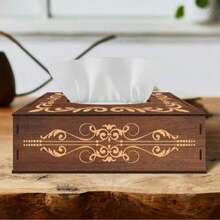 1pc Durable Wooden Tissue Box Cover, Multi-Functional Wooden Tissue Box Holder, Minimalist Versatile Design, Suitable For Bathroom Bedroom Office Kitchen, Desktop Storage Organizer, Home Decor Ornament, All-Scene Home Use, Dust-Proof Practical, Shopping Festival Gift, Practical Home Gift For Dad, Home Decoration Wooden Craft - Multicolor - View 4
