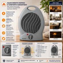 Aquecedor Elétrico Portatil Silencioso 2 nives De Temperatura Quartos Salas Escritorio Clima Agradável Rapidamente - Cinza - Visão 11