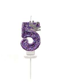 1 Set Purple Sparkling Crown Shaped Numeral Birthday Candles With Exquisite Decorative Elements, Suitable For Decorating Birthday Parties And Family Gatherings - Multicolor - View 8