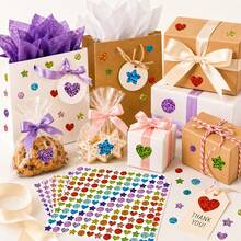 1440pcs/10 Sheets Colorful Laser Shiny Glitter Pattern Stickers, Geometric Style Colorful Stickers, Perfect For Office, Student Classroom, Gift Wrapping, Handmade Self-Adhesive Labels, Motivational Encouragement Star Stickers, Back To School Stickers, School Opening Decoration Stickers, Back To School Gifts - Multicolor - View 8