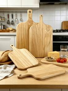 Oak Cutting Board With Handle, Suitable For Country Style Kitchen, Christmas, Halloween, Thanksgiving, Harvest Season Gifts, Used For Dinner Preparation, Defrosting, Kitchen Decoration And Pre-Meal Preparation Storage - Wood Color - View 1