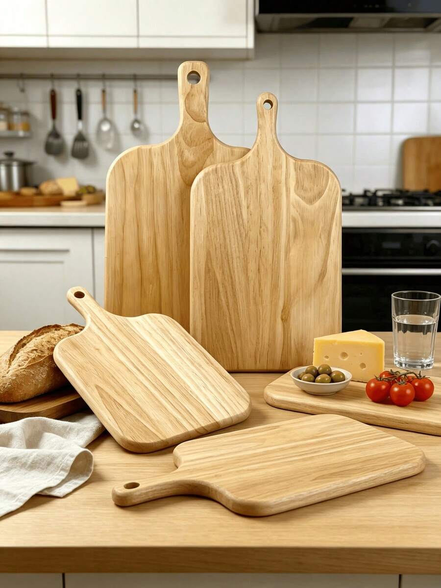 Oak Cutting Board With Handle, Suitable For Country Style Kitchen, Christmas, Halloween, Thanksgiving, Harvest Season Gifts, Used For Dinner Preparation, Defrosting, Kitchen Decoration And Pre-Meal Preparation Storage - Wood Color - View 1