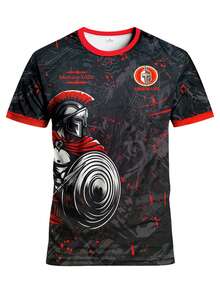 Greek Spartan Warrior Style Customized Men's Soccer Jersey & Customizable Name & Number & Round Neck Lightweight Soccer Sports Top & Suitable For Soccer Matches, Training, Daily Wear, Gifts - Black - View 5