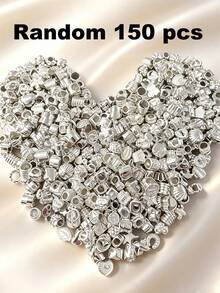 25/50/80/100/150/200/300/500/1000pcs Silver Random Acrylic Beads, For Jewelry Making, Bracelets, Necklaces And Craft Accessories - Silver - View 17