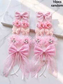 10pcs Pink Plaid Bow Hair Accessories Set, Durable And Gentle On Hair, Basic Cute Sweet Hair Clips - Suitable For Girls And Kids, Daily, Vacation, School, Date - Multicolor - View 9