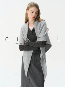 1pc Solid Color Fashion Elegant Lady Style Versatile Wool Knitted Triangle Scarf Shawl For Autumn/Winter Daily Wear - Flower Coffee - View 9