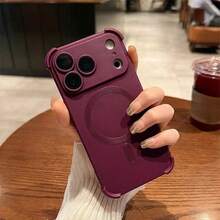 Magnetic Shockproof TPU Phone Case, Compatible With IPhone 18 Pro Max 17 16 15 14 13, Supports Wireless Charging - Cherry Red - View 2