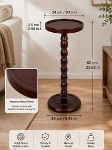 1pc Round Wooden Side Table/End Table/Coffee Table, Compact Multi-Functional Base Coffee Table, Suitable For Living Room, Sofa, Bedroom, Home Decor Furniture - Multicolor - View 2