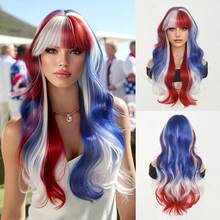 7JHH WIGS Hallowmas Green Purple & Blue Highlights Long Wave Curly Wigs For Women 26 Inch With Bangs, Synthetic Heat-Resistant Fiber Colorful Costume Wig For Cosplay Wear,Party Carnival Festivals Use - Multicolor - View 11