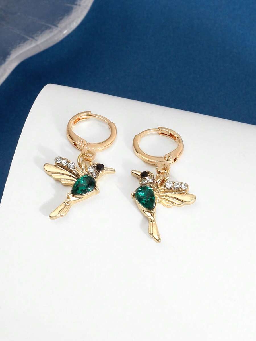1對精緻蜂鳥流蘇耳環,動物主題吊墜飾品,適合女性日常配戴及婚禮等特殊場合 - 綠色 - 查看 1