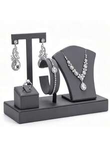 Juego de 4 piezas de soporte para joyas, bandeja multifuncional para joyas, estante de exhibición para anillos, pulseras, collares y aretes, soporte de exhibición de joyas - Multicolor - Ver 4